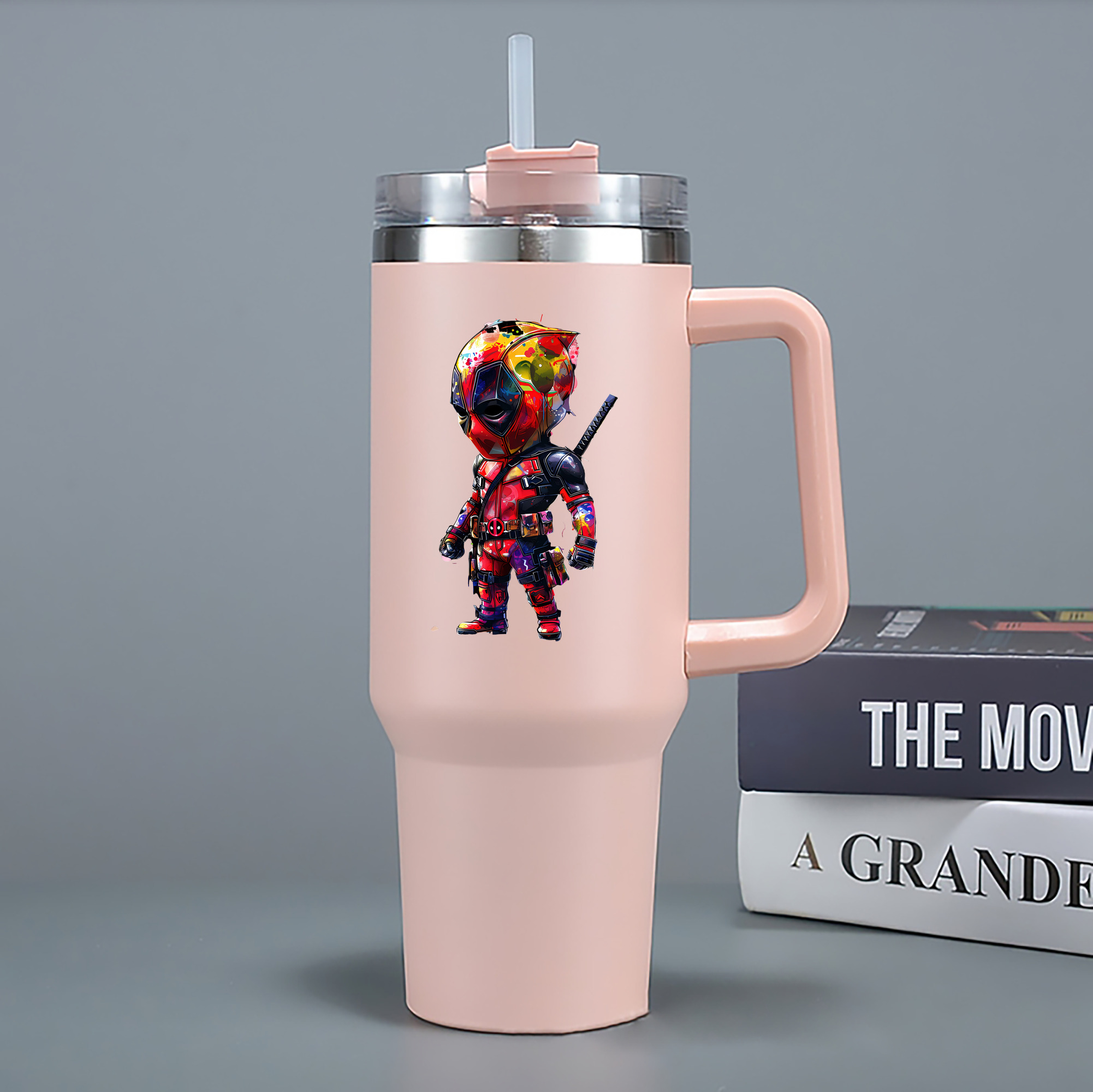 （画像用） Deadpool デッドプール 1200mL車用タンブラー - クリスタルステッカー（プラスチックストロー付き）